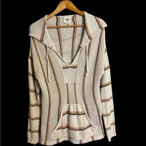 Billabong Beach Bonfire Striped Knit Hoodie Size M